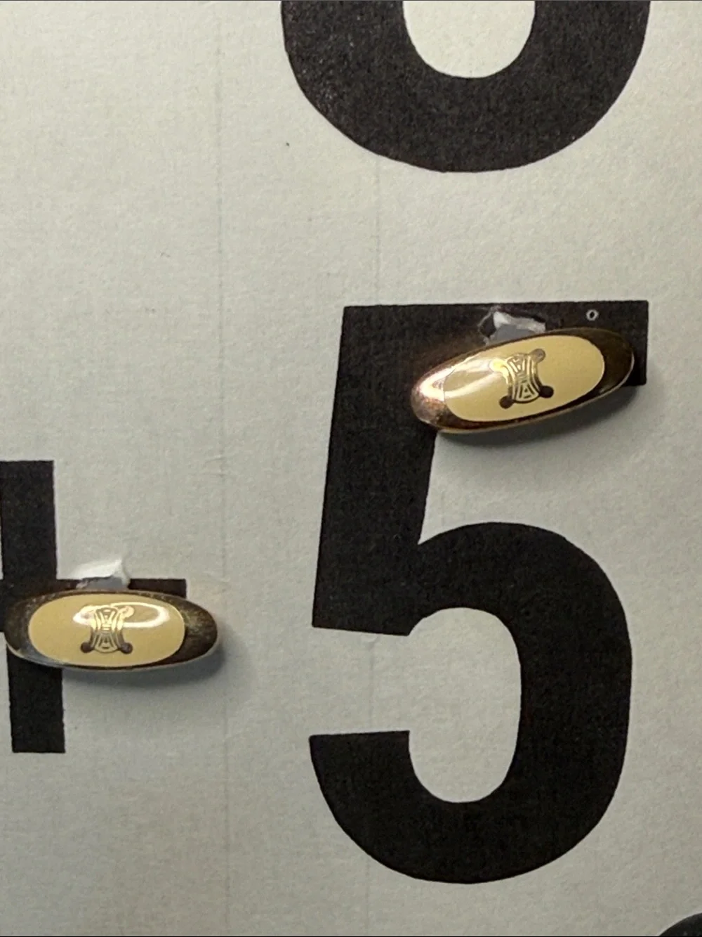 Vintage Celine Triomphe Logo Two-Tone Gold Silver Oval Cufflinks